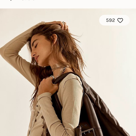 Free people Shoreditch Brown Leather Tote Bag - Picture 2 of 5